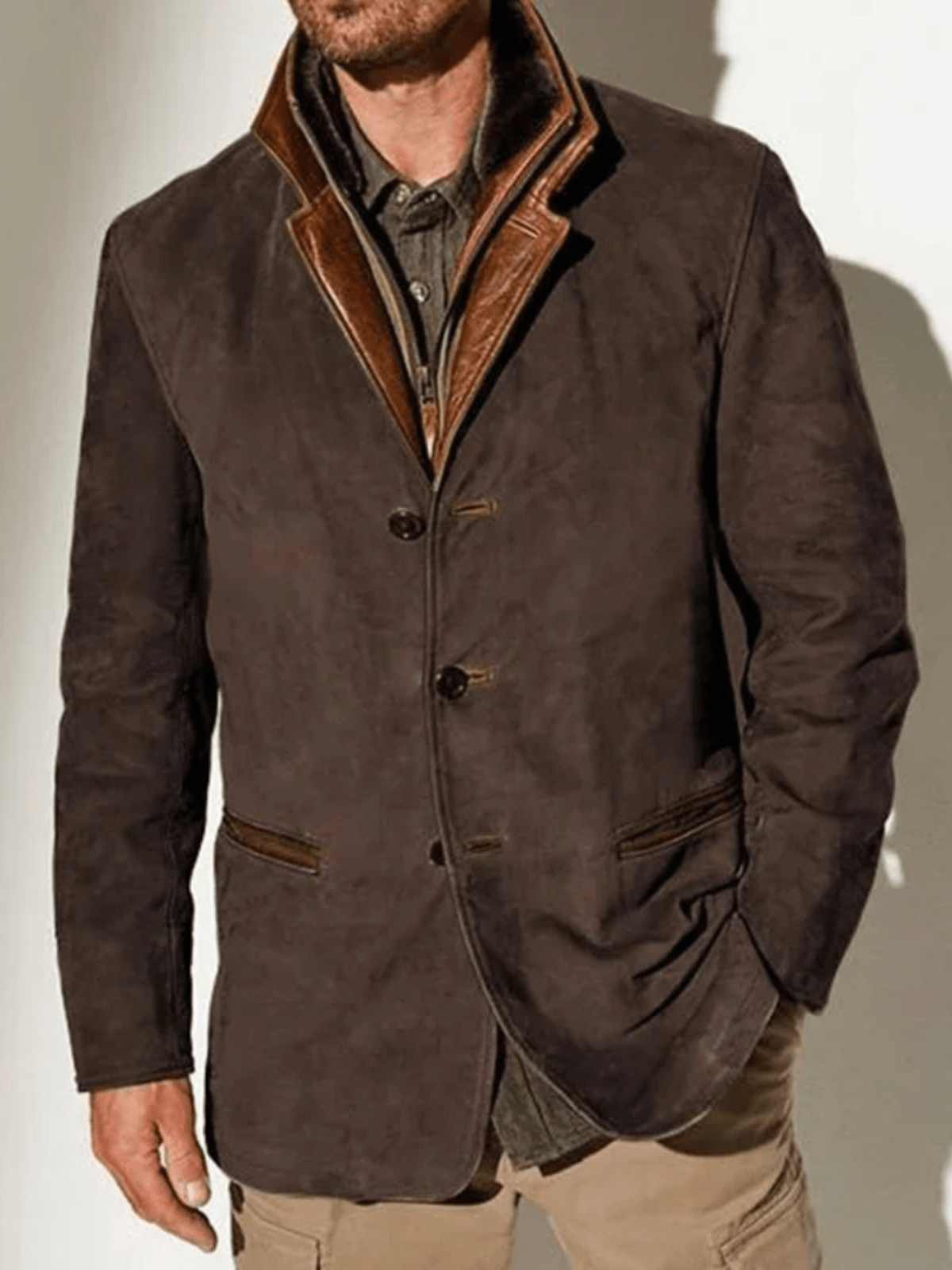 Liam | Vintage Suede Jacket with Double Collar