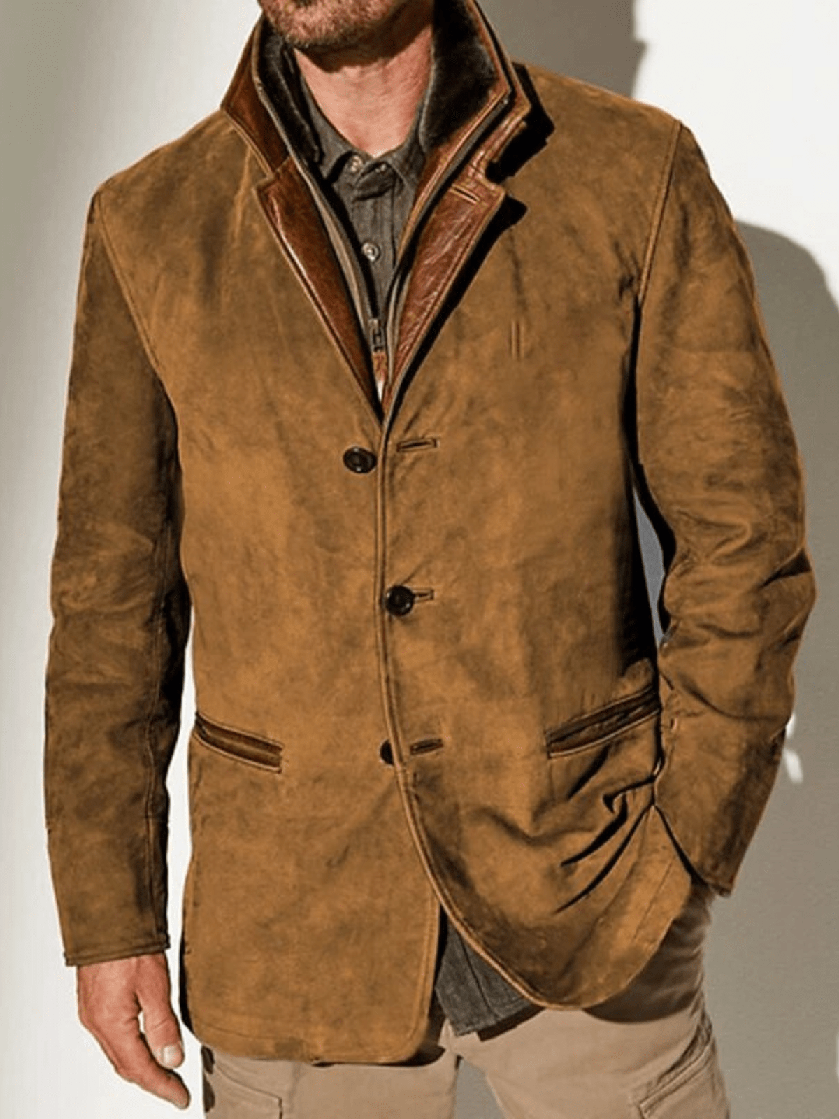 Liam | Vintage Suede Jacket with Double Collar