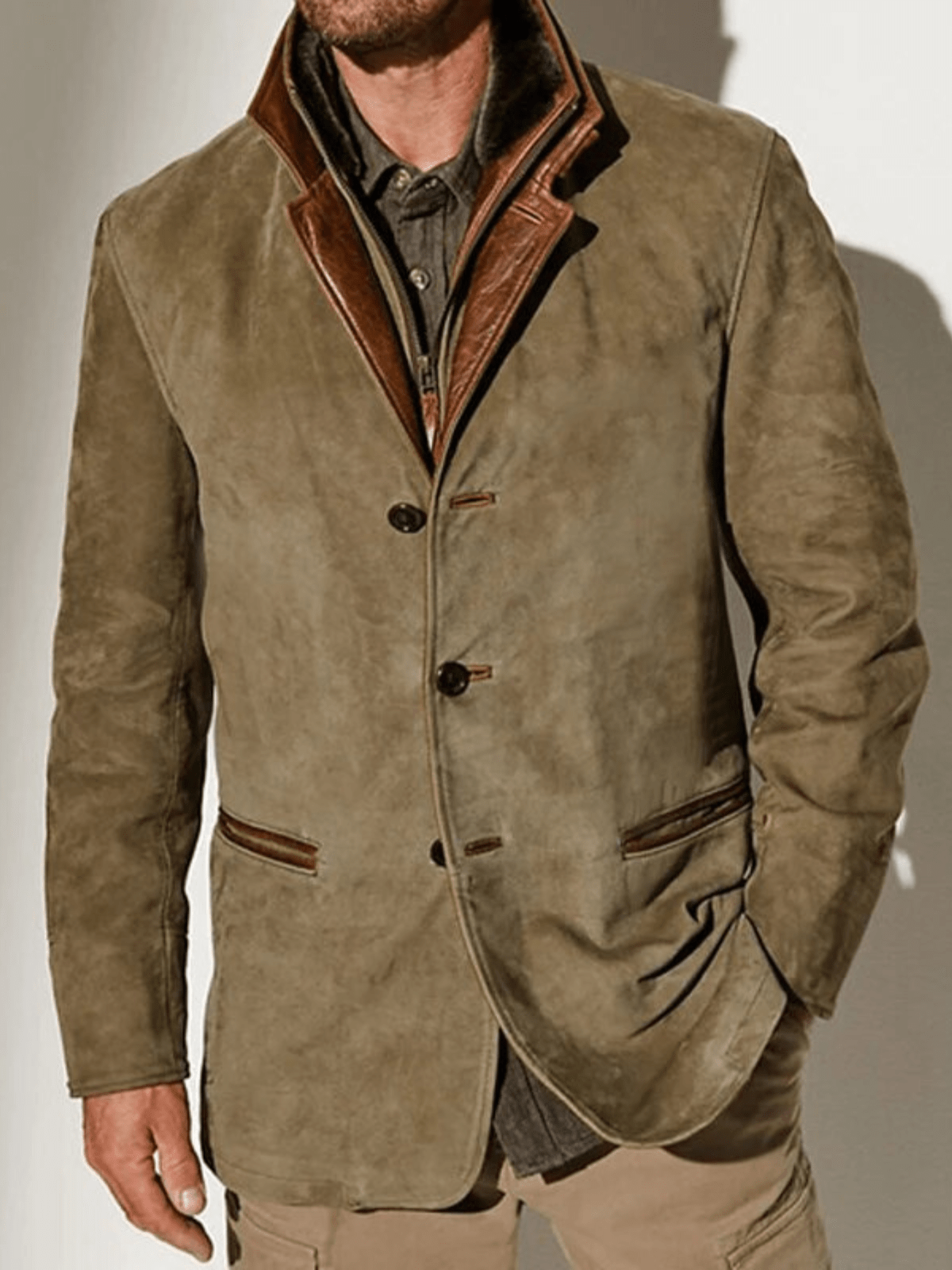 Liam | Vintage Suede Jacket with Double Collar